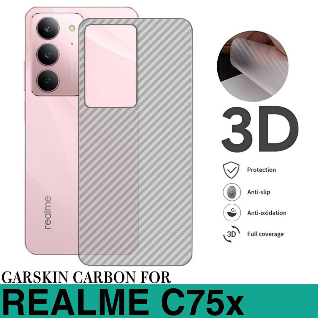 Garskin Carbon REALME C75x ป้องกันรอยขีดข่วน โทรศัพท์มือถือด้านหลัง