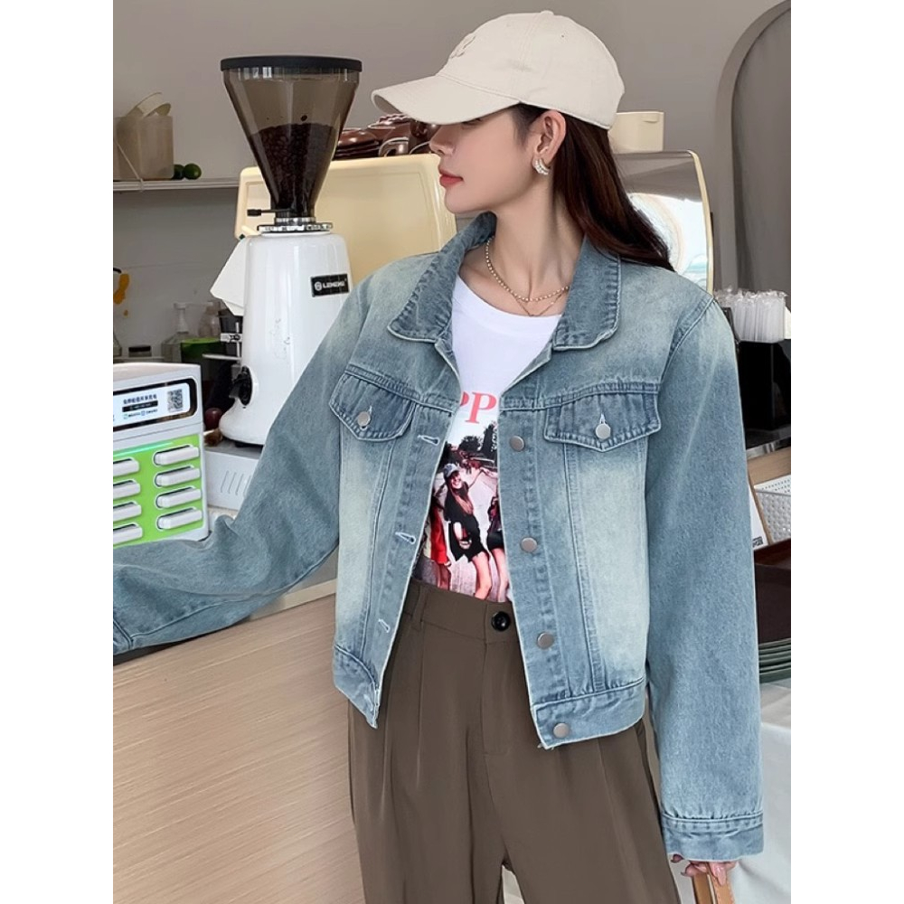 Hot Gdtima Premium Cowboy Jacket คอลเลกชันใหม่แจ็คเก็ตยีนส์แขนยาวผู้หญิงรุ่นล่าสุด