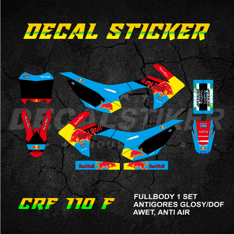 STABILO UNGU HIJAU MERAH DECAL STICKER CRF 110 FULLBODY (016) DECAL STICKER MINIMOTO 110F F MINITRAI
