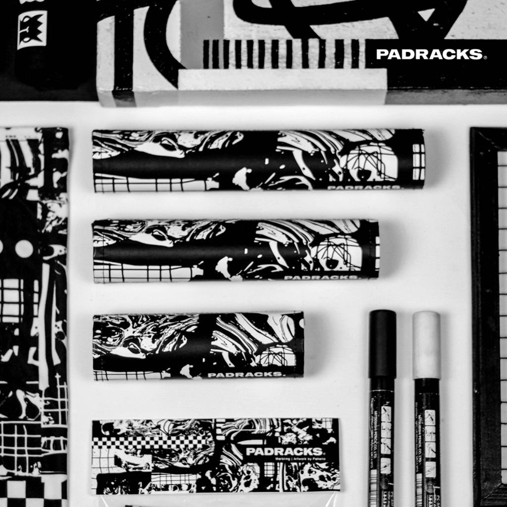 แผ่นพับ MARBLING | งานศิลปะโดย : Pahello | แผ่นโฟม frontrack & backrack / แฮนด์มอเตอร์ไซค์ / แฮนด์จักรยาน / แผ่นรองบาร์