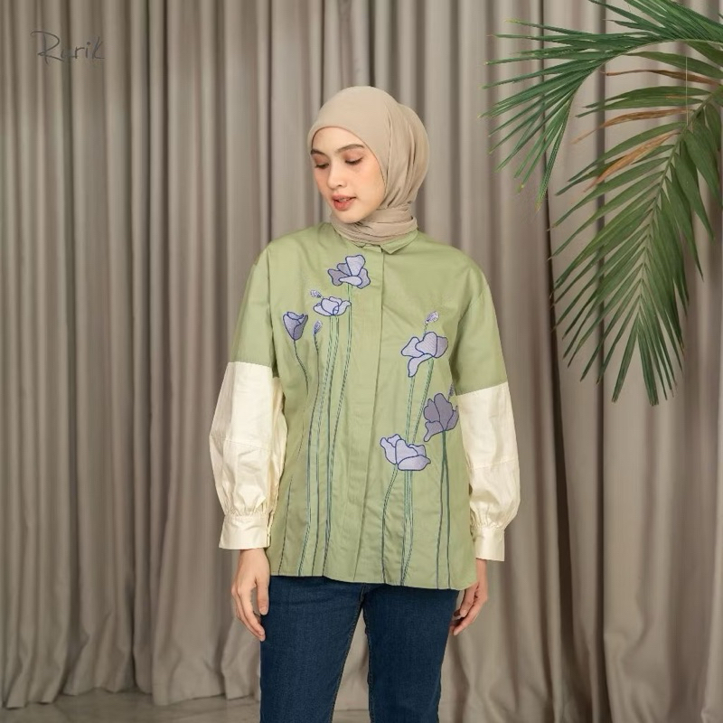 Ruik Givana เย็บปักถักร้อยเสื้อผู้หญิง Oversize เย็บปักถักร้อย Top
