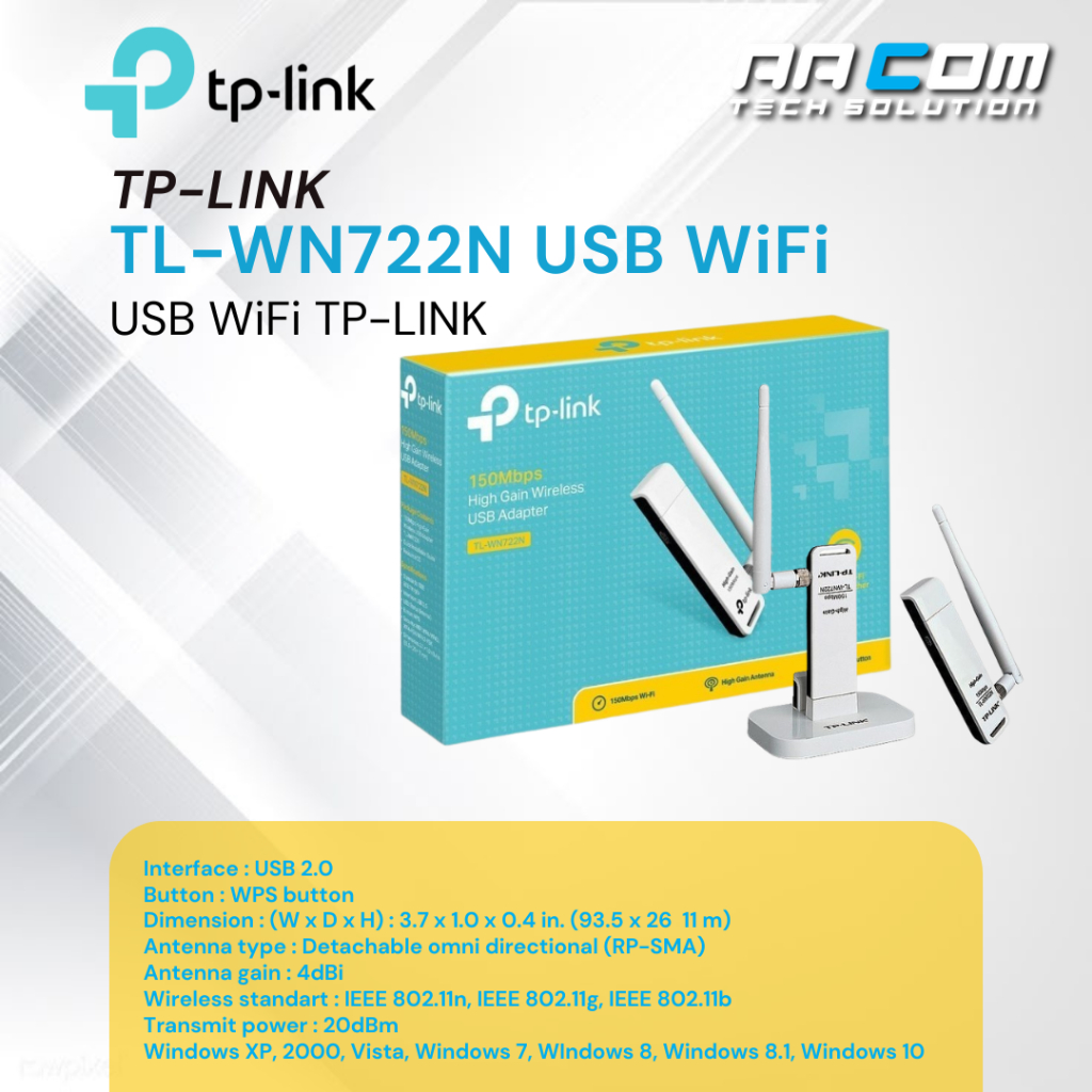 อะแดปเตอร์ TP-LINK TL-WN722N USB Wifi TPLINK / tp link (ตัวรับสัญญาณ WiFi)
