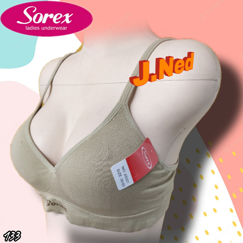 J133 Sorex Comfort Bra สําหรับผู้หญิงผู้ใหญ่ ฟองบาง ไร้โครง คัพ B ไซส์ 36 38 40 42 สองตะขอ