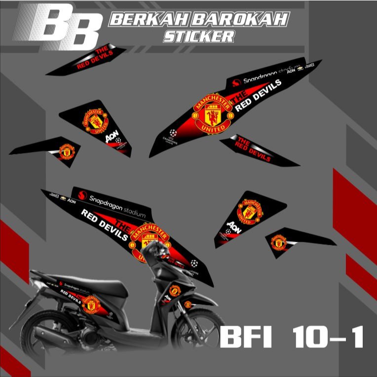 Honda Beat FI Manchester United BFI 10 MU Variation Striping Sticker