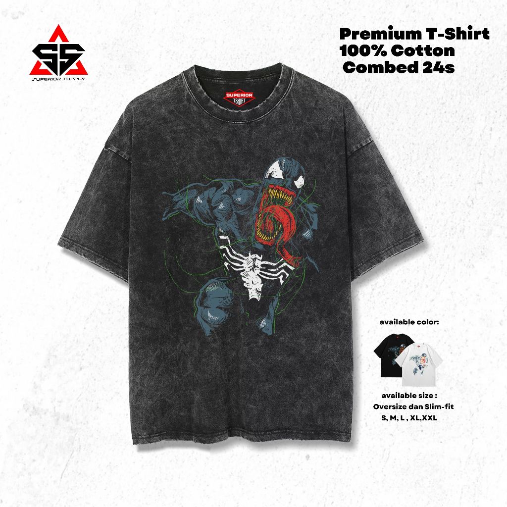 เสื้อยืด Superior VENOM เสื้อยืดล้างขนาดใหญ่ slimfit sandwash VENOM-2