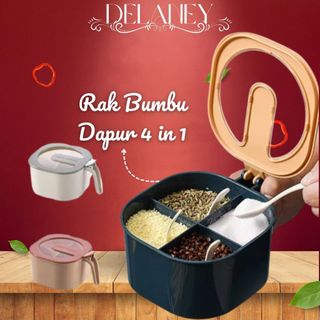 Delaney Rak Bumbu Dapur 4 in 1 - Tempat Penyimpanan Bumbu Minimalis + Free Sendok