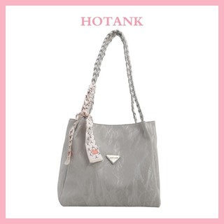 HOTANK Tas Jinjing Ikat Pita Wanita Kapasitas Besar Tas Bahu Yankee Trendi Tas Komuter Korea Wanita Tas Besar Tas Belanja Santai Sederhana
