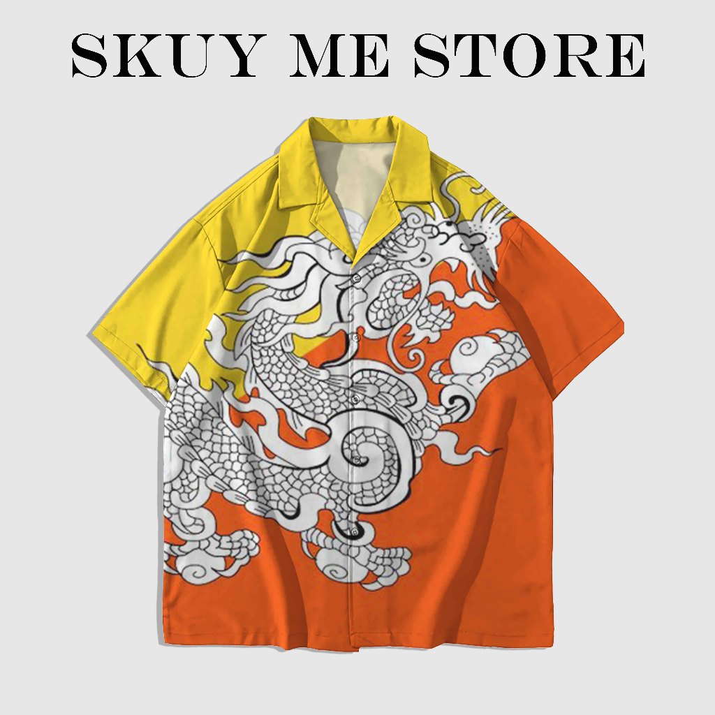 KEMEJA SKUY Bhutan Flag เสื้อเชิ้ตพิมพ์ลายแฟชั่น | SK41