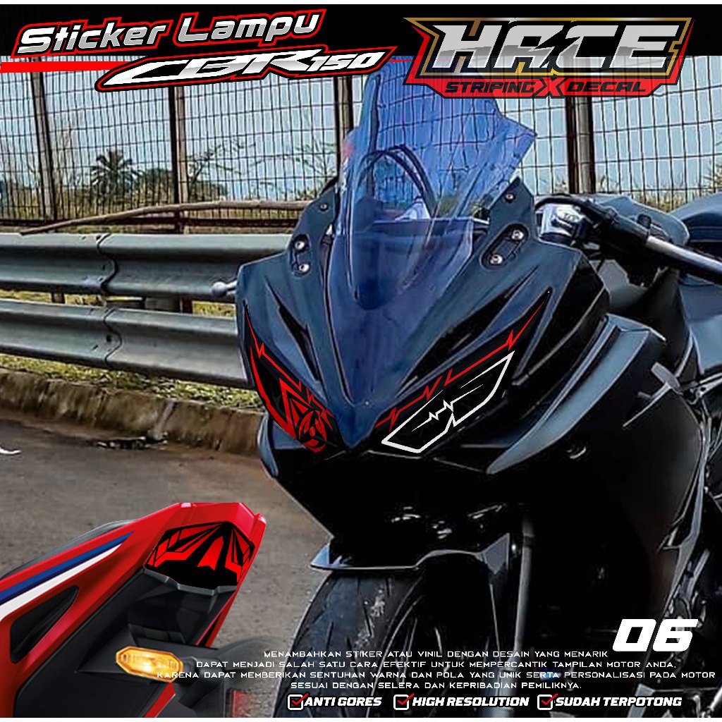 รหัส 06 สติ๊กเกอร์ TRANSPARKENT สําหรับ CBR 150R FACELIFT 2019 LAMP - CBR 150R 2019 PREMIUM LAMP STI