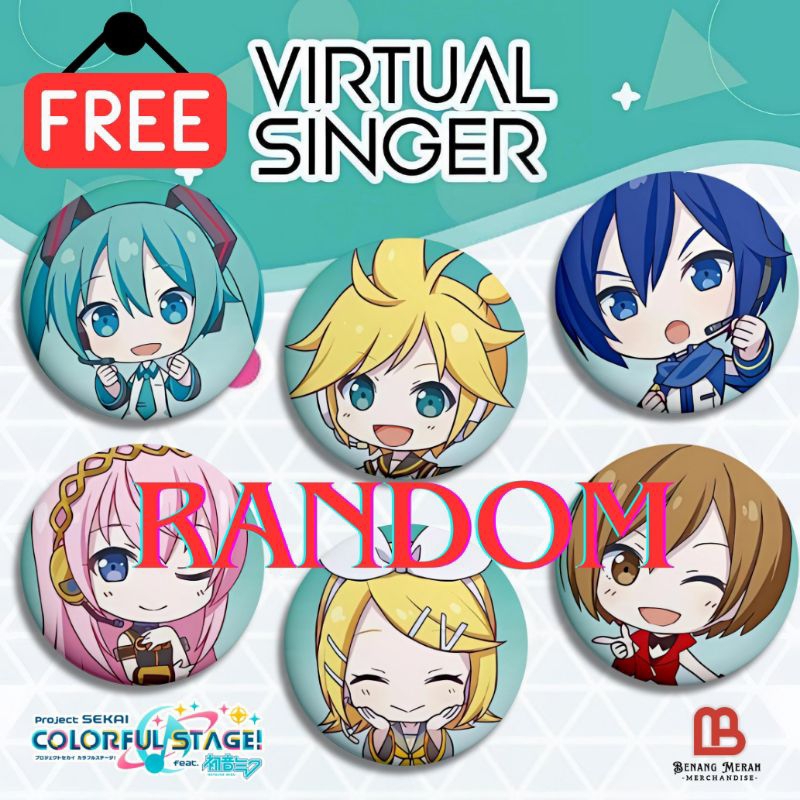 1 PACK UNOFFICIAL Project SEKAI Pin Badge (4 ชิ้น) +1 ฟรี RANDOM VOCALOID Pin Pin 4.4 ซม.
