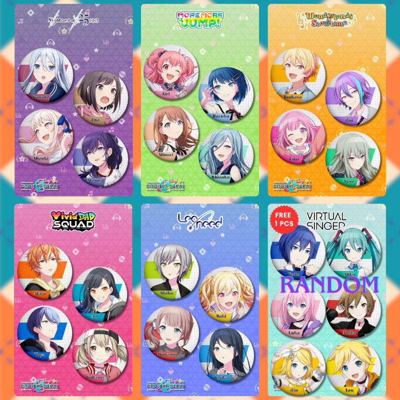 SUPER PACK UNIT (4 ชิ้น) ฟรี 1 ชิ้น UNOFFICIAL Project Sekai Vocaloid Pin 4&cm