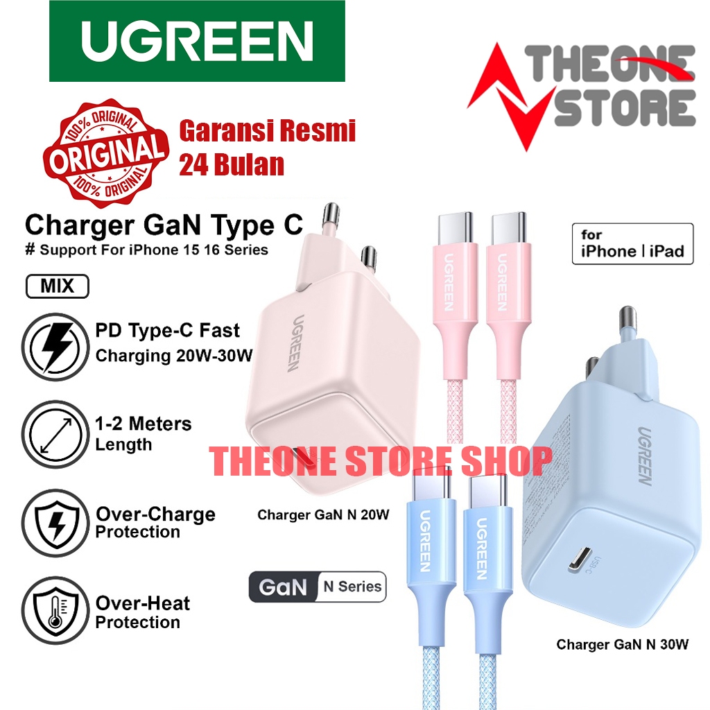 UGREEN ชุดชาร์จ iPhone 15 16 Pro Max PD Type C 20W 30W ชาร์จเร็ว