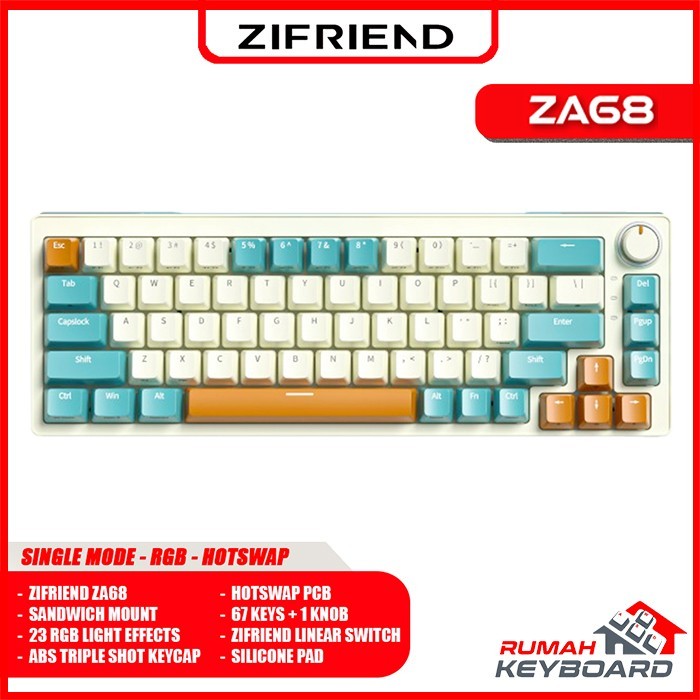 ZIFRIEND - ZA68 - 65% - Wired - Rgb - Hotswap - คีย์บอร์ดแบบกลไก
