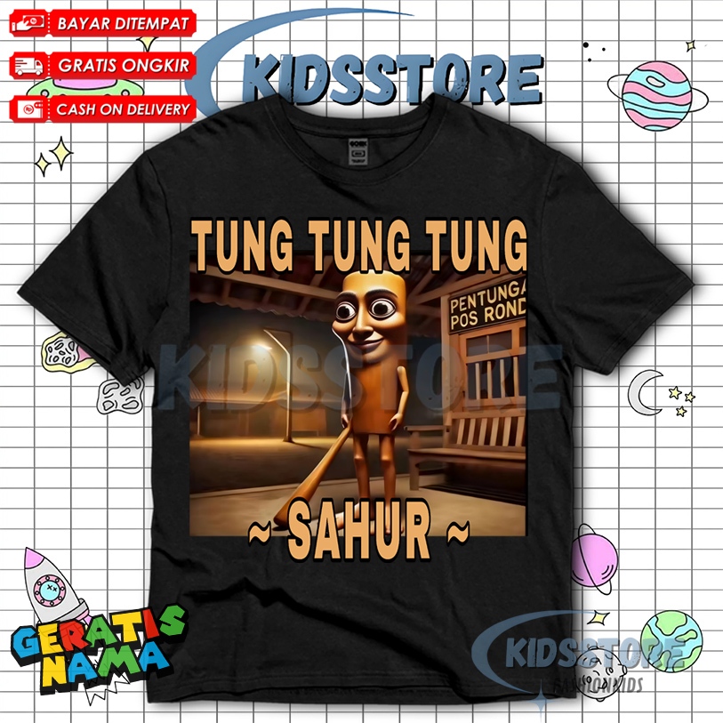 TUNG TUNG TUNG SAHUR COOL RAMADHAN VIRAL เสื้อยืดเด็ก - TUNG TUNG SAHUR แฟชั่นเด็ก ชื่อฟรี,