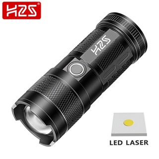 H2S Senter LED Laser Cas COB Zoom in out 9 Mode Waterproof HS-S86