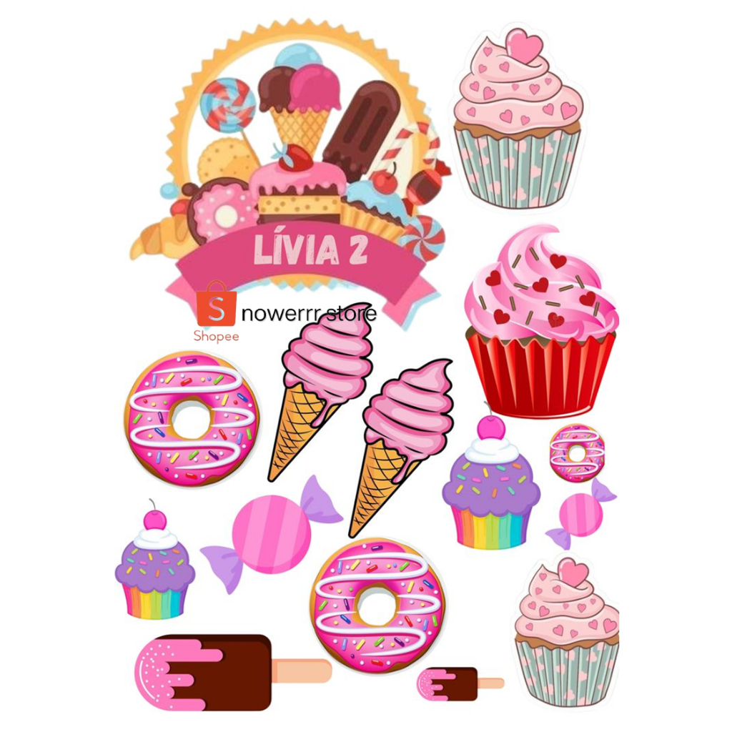 DONUTS CAKE/ Custom Name Lollipop Donuts เค้ก Topper/วันเกิด CANDY ตกแต่งเค้ก