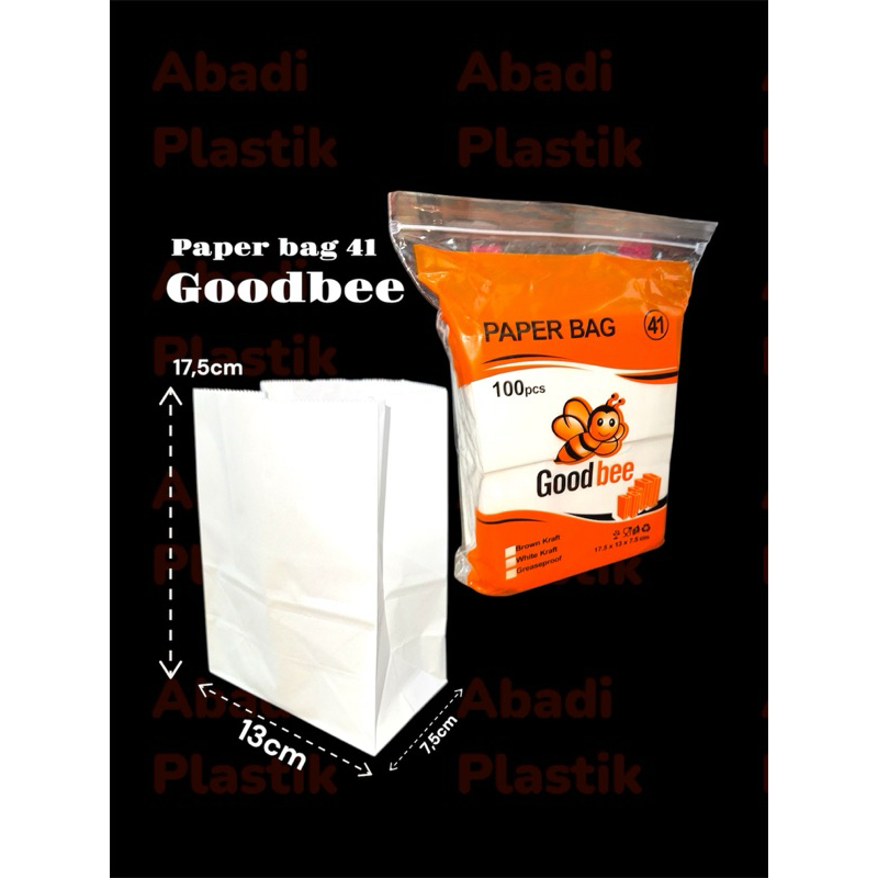 GOODBEE PAPER BAG CODE 41/PAPER BAG/WHITE PAPER BAG-CONTENTS 100pc