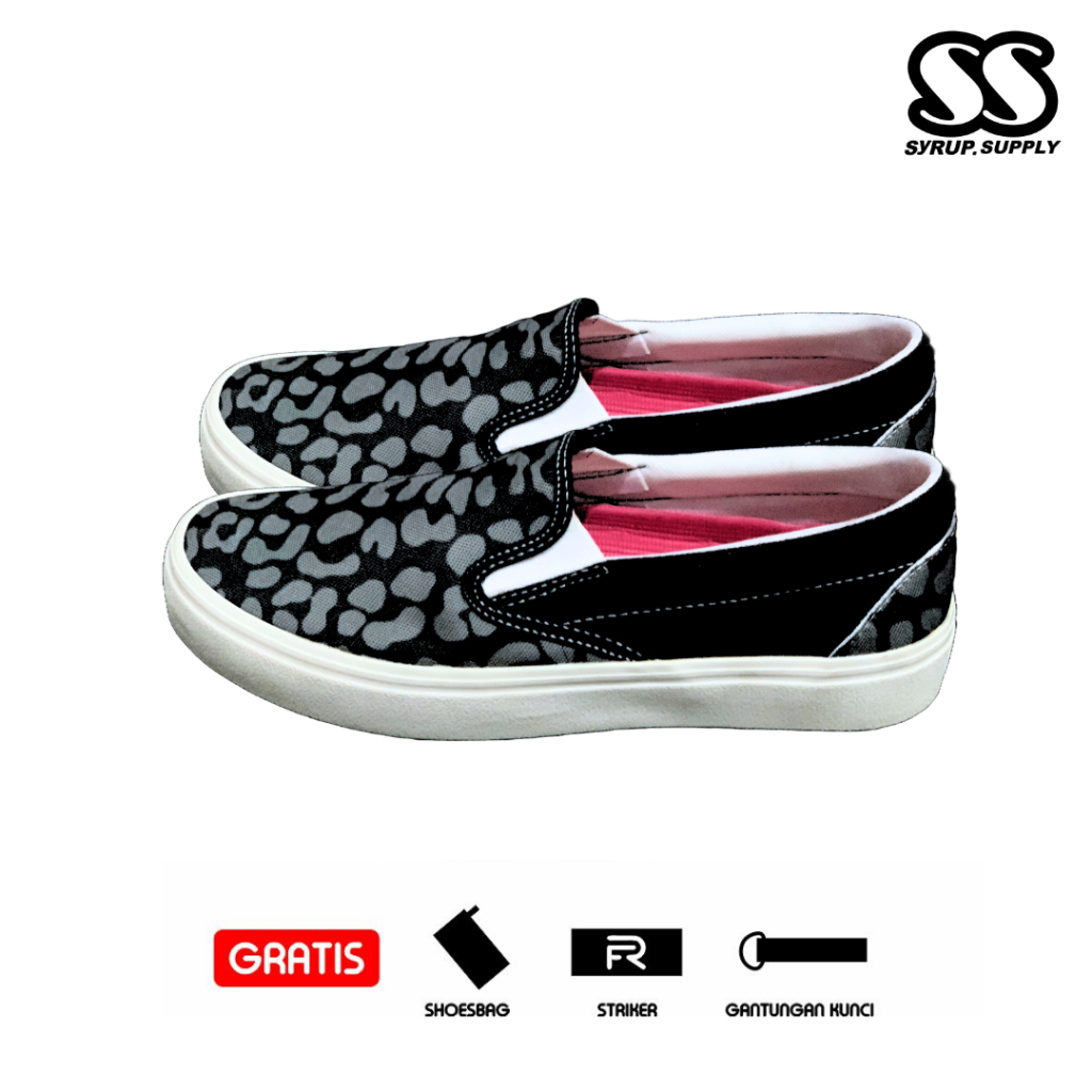 SYRUP SUPPLY l LEOPARD BLACK l LEOPARD MOTIF SHOES l SLIPON สําหรับผู้ชายและผู้หญิง