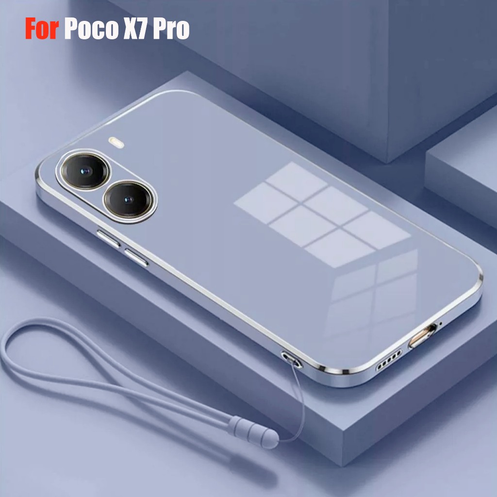 เคสนิ่ม Poco X7 Pro / X7 5G เคสชุบหรูหราปลอกซิลิโคนฟรีเชือกเส้นเล็ก