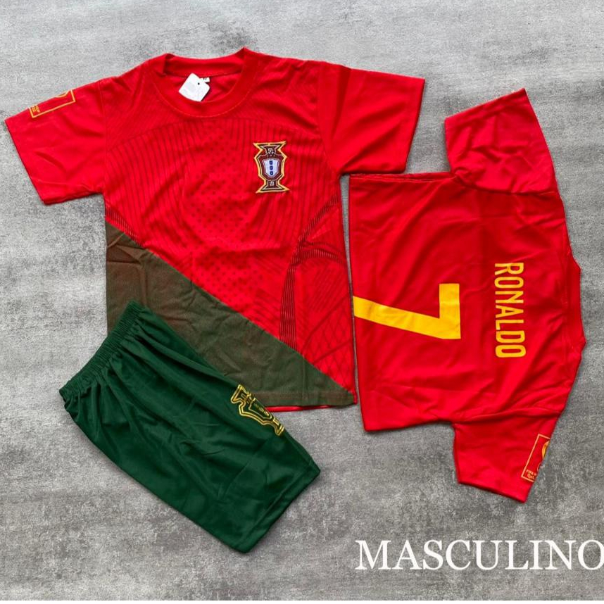 HIJAU MERAH Premium shop-Ronaldo Portugal เสื้อฟุตบอลเด็กชายอายุ 6 เดือน-15 ปี โปรตุเกส แดง เขียว