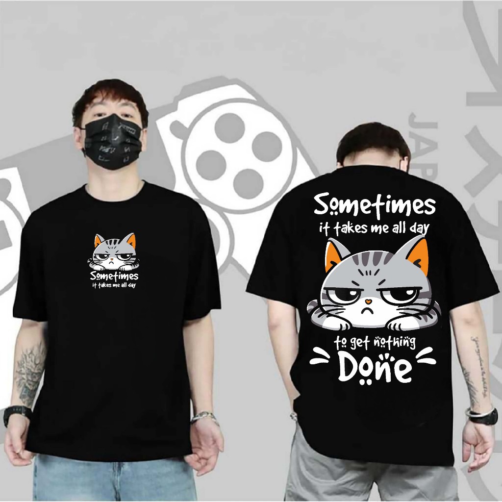 CAT SOMETIMES DISTRO T-SHIRT/COMBED COTTON T-SHIRT/LATEST SHORT-SLEEVED TOP/COOL CAT MOTIF T-SHIRT