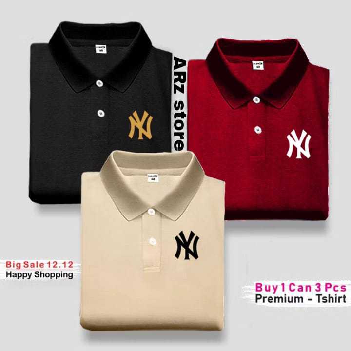 ซื้อ 1 แถม 3 ชิ้น เสื้อยืดคอปกโปโล (Ny Tri3) เสื้อยืดผู้ชาย Distro DM/L/XL/XXL Distro