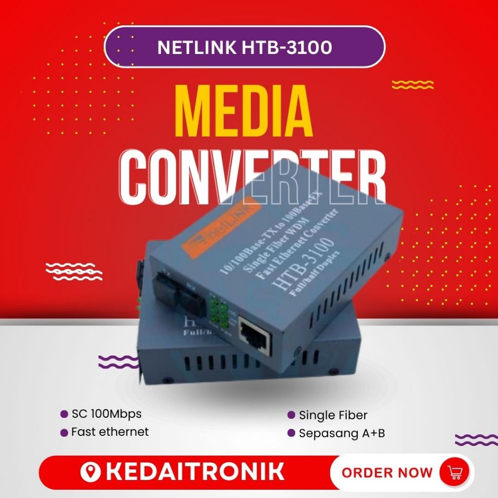 NETLINK HTB 3100 Media Converter 10/100 AB Fiber Optic Converter Single Mode HTB3100