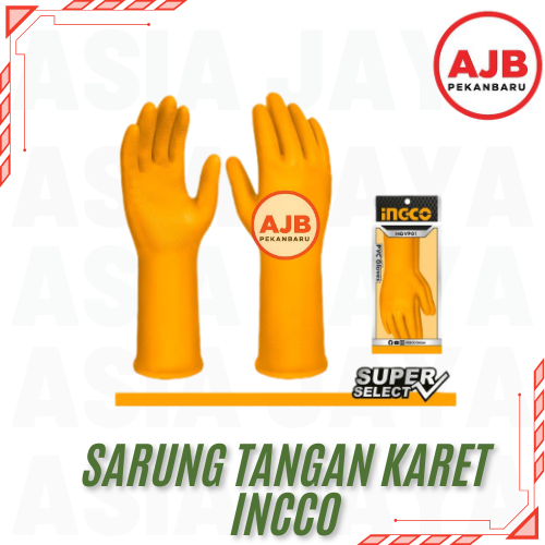 (/PSG) INCCO RUBBER Gloves ถุงมือทํางานยาวหนา Size L ถุงมือ PVC