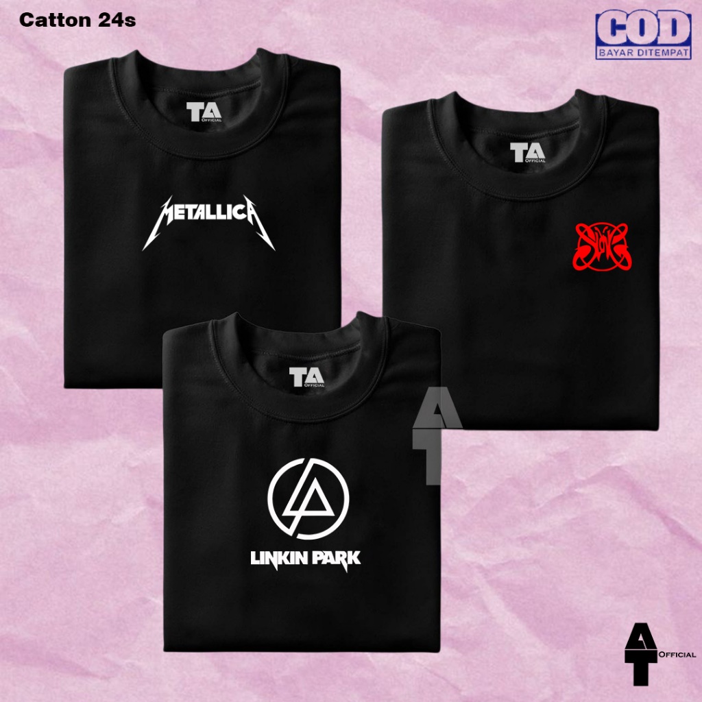 ซื้อ 1 แถม 3 ชิ้น AT เสื้อยืดผู้หญิงผู้ชายอย่างเป็นทางการ Distro 100% Catton 30s Motif AT-Band Sl4nk