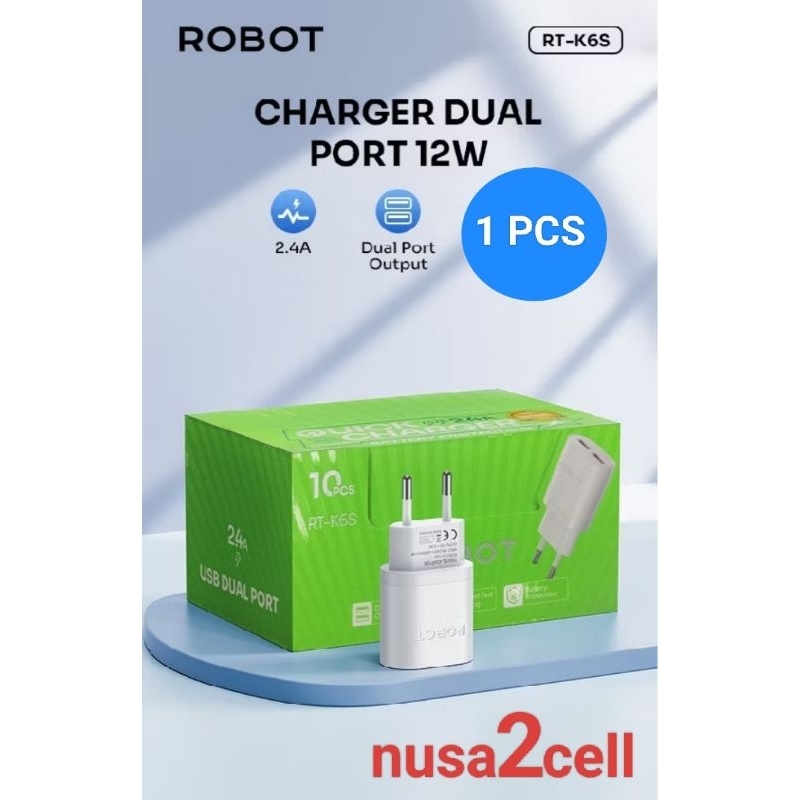 (1PCS) ROBOT RT-K6S / Charger ROBOT RTK6S K6s K6 dual USB 2.4A 12W Original Official Warranty 1 ปี