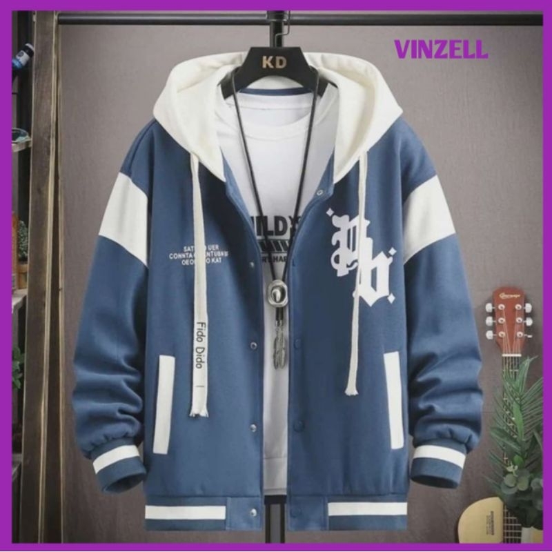 HIJAU ขนาดใหญ่ Varsity Hooded Jacket สําหรับผู้ชายและผู้หญิง (S - 6XL) PB LOGO Mixed Hoodie Jacket T