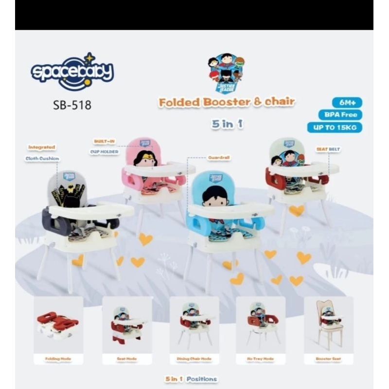 มากัสซาร์! Space Baby Booster Seat 5in1 SB 518 ที่นั่งเด็ก Spacebaby Chair