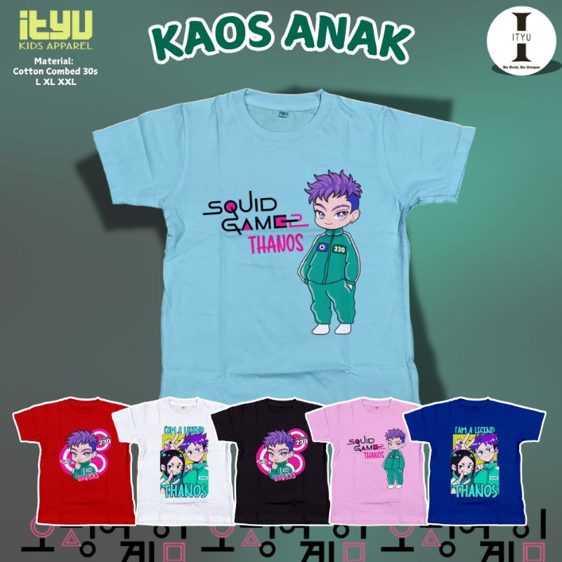 Thanos 230 Squid Game เสื้อยืดผ้าฝ้าย Unisex 30s เสื้อยืดเด็ก