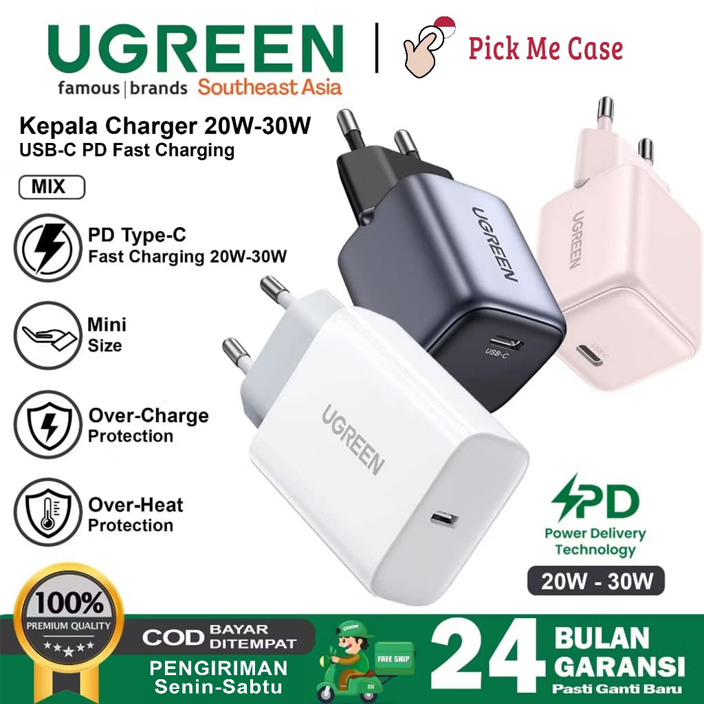 PM-301 UGREEN PD Type C FAST ชาร์จหัวชาร์จอะแดปเตอร์สําหรับ Samsung Iphone Android 10W 15W 18W 20W 2