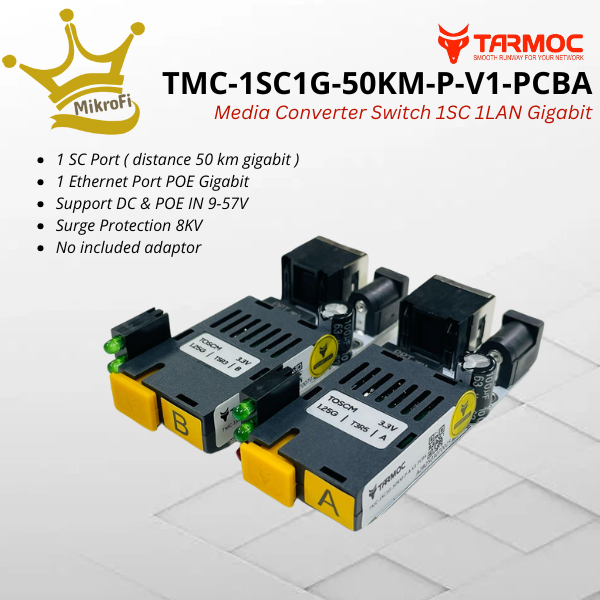 Tarmoc TMC-1SC1G-50KM-P-V1-PCBA | ตัวแปลงสื่อ HTB GS03 50km 1 FO 1 LAN / 1FO 1LAN | 1SC 1LAN / 1 SC 