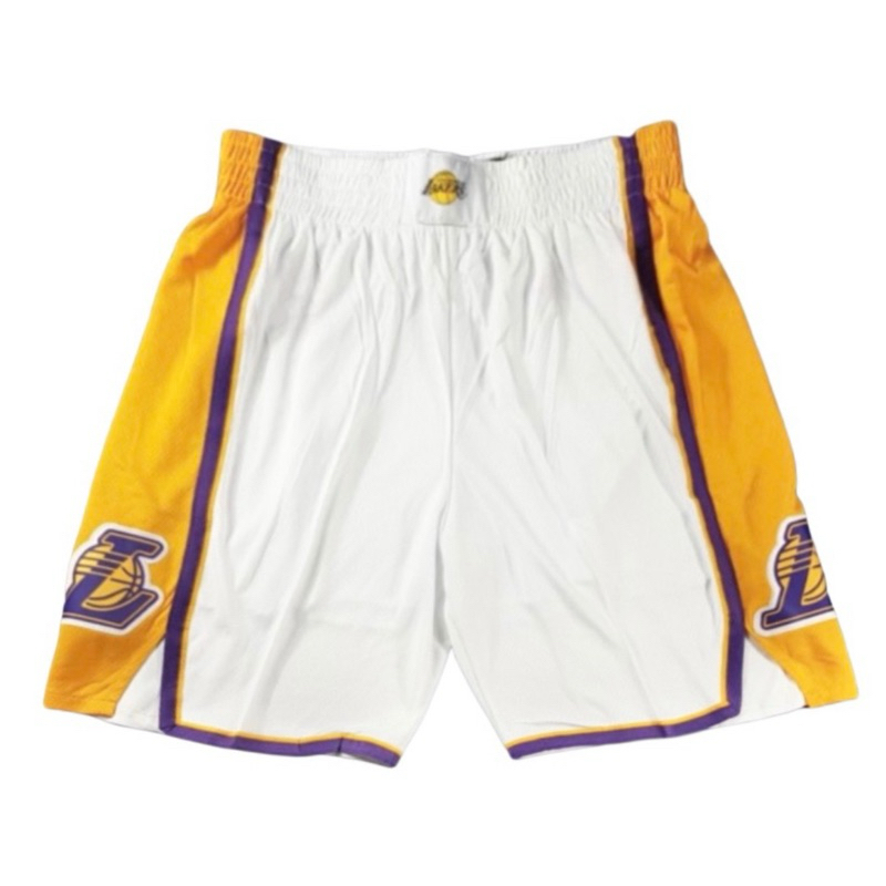 LAKERS NEW WHITE YELLOW ASSOCIATION LOGO BASKETBALL PANTS