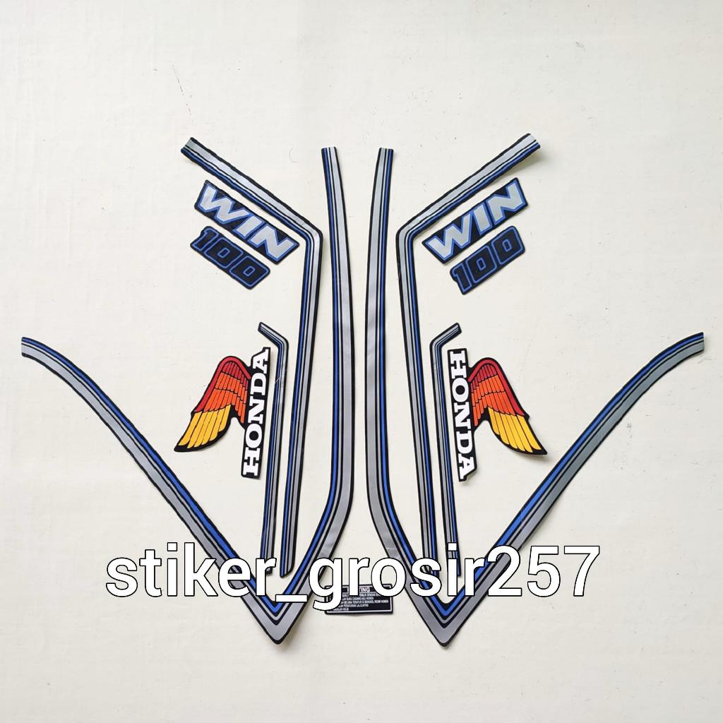 HONDA WIN 100 84 BLACK BLUE MOTORCYCLE BODY STRIPING STICKER