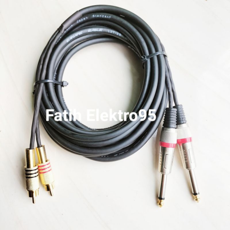 A PAIR OF MIXER TO POWER CABLES 2 JACKS AKAI TO 2 RCA 1 เมตร 5 เมตร