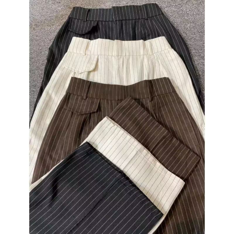 Oro Pants Stripe - Loose Pants Stripe Bangkok Anti-Wrinkle Pants กางเกงขายาวสไตล์เกาหลี