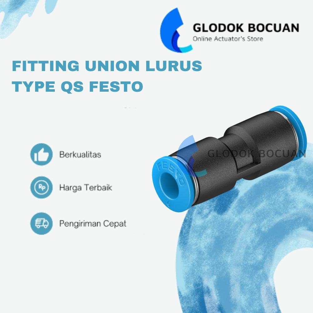QS-8 FESTO ONE TOUCH STRAIGHT FITTING UNION SLIP LOCK FUSH IN CONNECTOR ท่อ 8 มม.X 8 มม. QS-8
