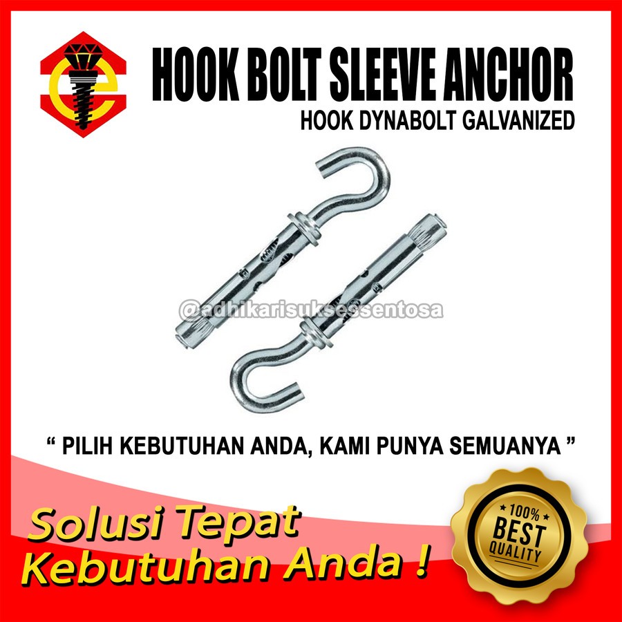 Hook Dynabolt M8x45 / Dinabolt แขวน 8 MM / Hook Bolt Sleeve Anchor M6x8x45