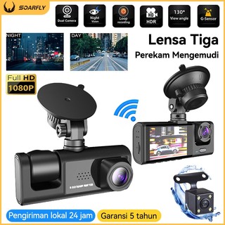 [Garansi 5 Tahun] 3 Lens Dashcam 64G HD 1080P WIFI dashcam mobi Kamera Dash Kamera Dashcam Lensa Loop 24 Jam