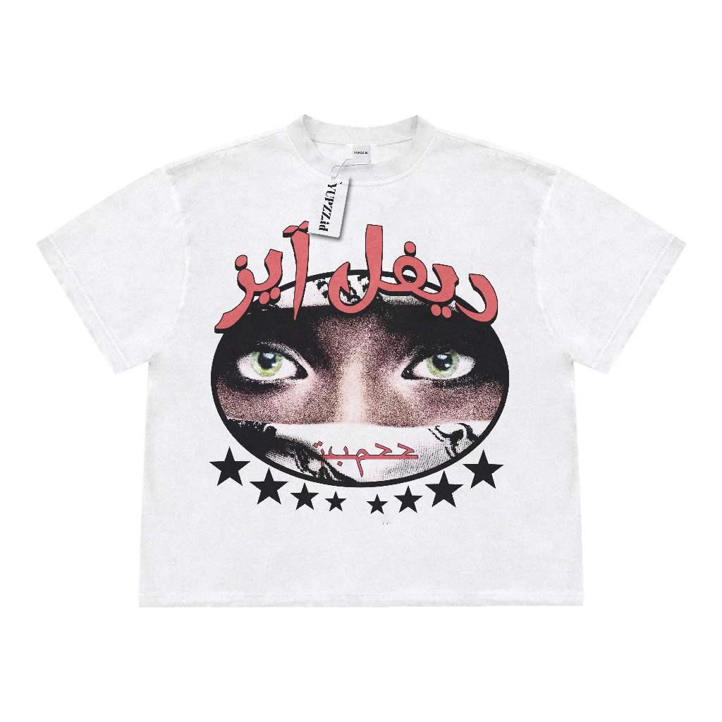 Yupzz.id Evil Eyes สีขาวขนาดใหญ่ Boxy Fit เสื้อยืดสําหรับผู้ชายและผู้หญิง Combed 20s