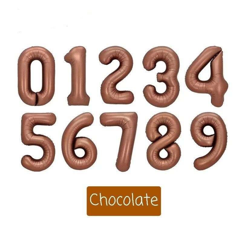 Retro CHOCOLATE Number Foil Balloon 80cm / 32inch Jumbo / ลูกโป่งตัวเลขตัวอักษร CHOCOLATE ครีมคาราเม
