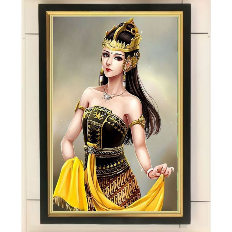 RATU Queen shima ภาพวาดพิมพ์ตกแต่งผนัง plus กรอบขนาด 65 ซม. ขนาด 45 ซม.