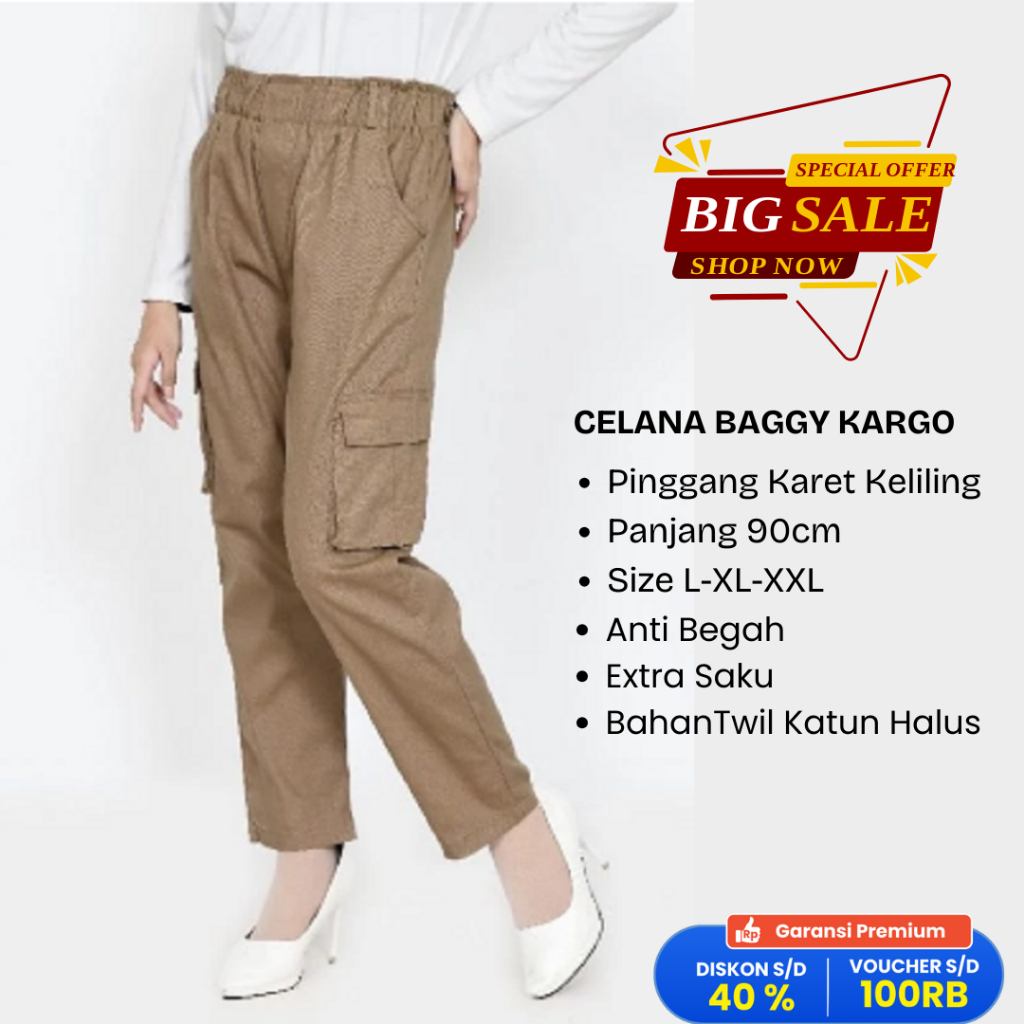 Longpant Baggy Cargo Twill Womens Baggy Cargo Twill กางเกงขายาว fit XXL Lezahrasignature