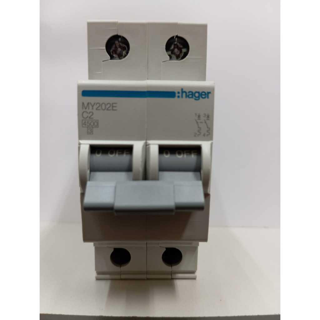 HAGER MCB 2P 2A, 2P 16A, 2P 25A MY225E - เสาคู่