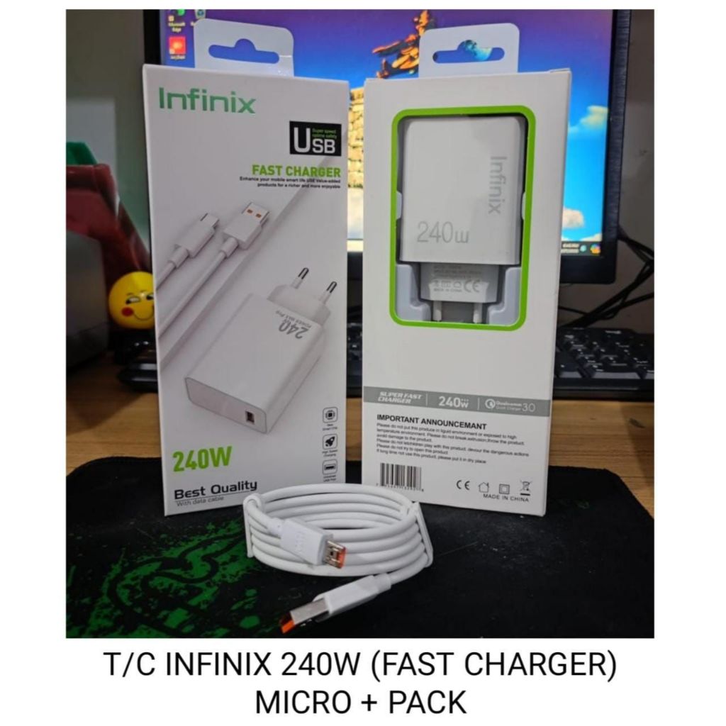 TC TRAVEL CHARGER INFINIX (240W FAST CHARGER) MICRO & TYPE C ใหม่
