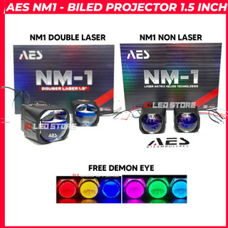 SEPASANG BILED AES PROJECTOR MATRIX AES NM1 1.5 INCH DOUBLE LASER FLAT CUT OFF BLUE LENS I1033