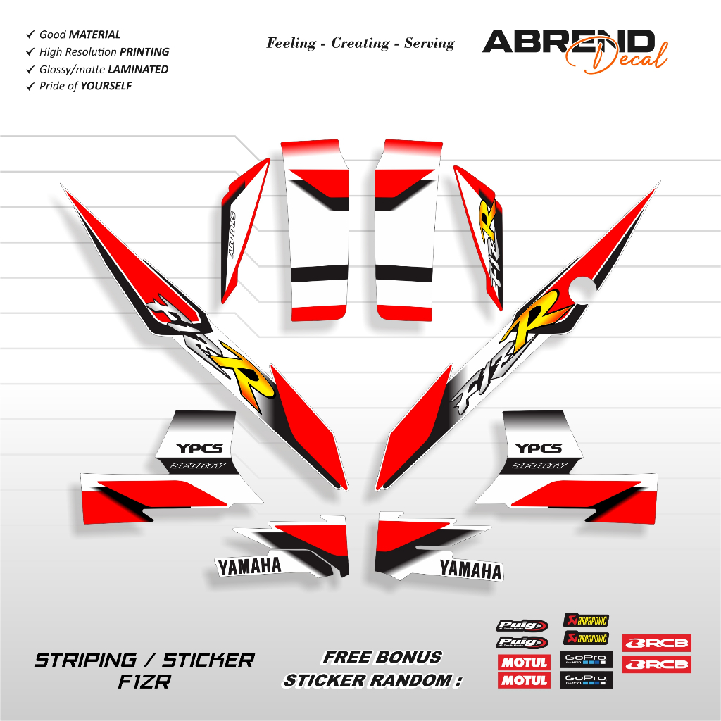 Axedecal - F1ZR Graphic Striping Original Printing / Yamaha F1 ZR Sticker / F1ZR Sticker / Stock Dec